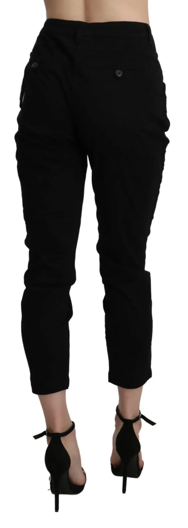 Acht Women's Chic High Waist Cropped Black Jeans