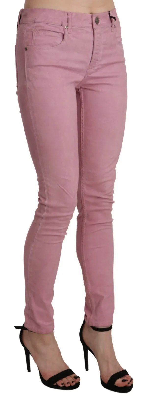 Acht Women's Chic Pink Mid Waist Skinny Jeans