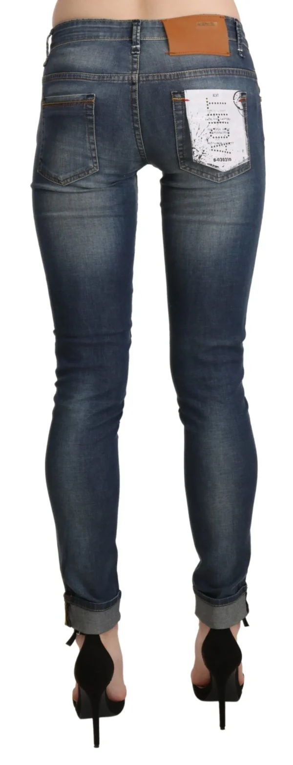 Acht Women's Chic Blue Washed Skinny Cropped Jeans