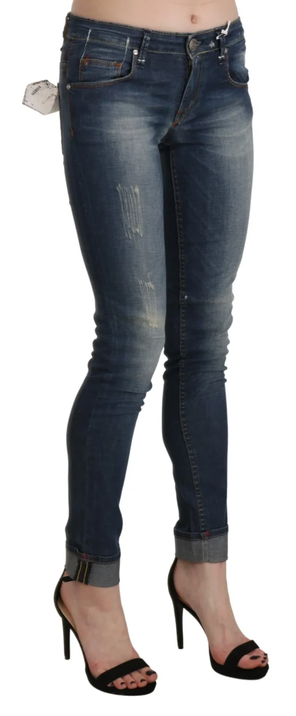 Acht Women's Chic Blue Washed Skinny Cropped Jeans