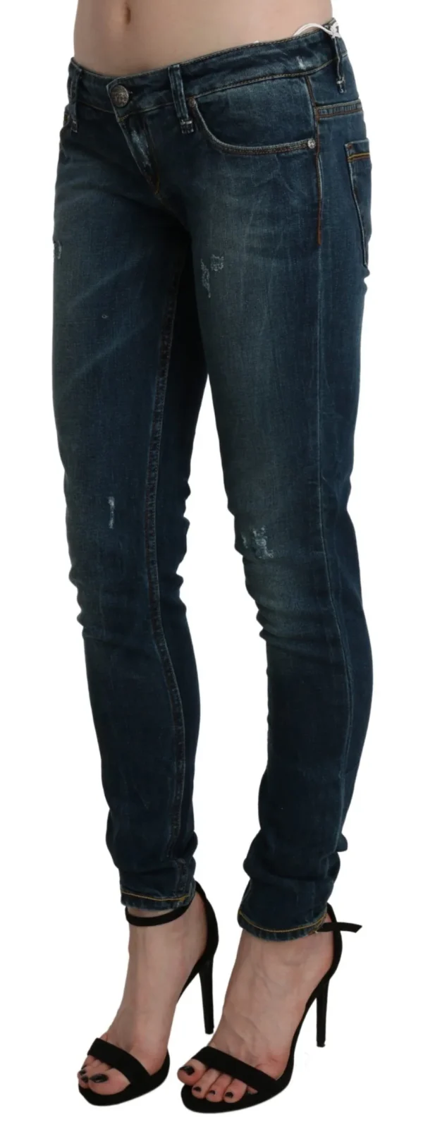 Acht Women's Sleek Low Waist Skinny Denim - Blue Washed