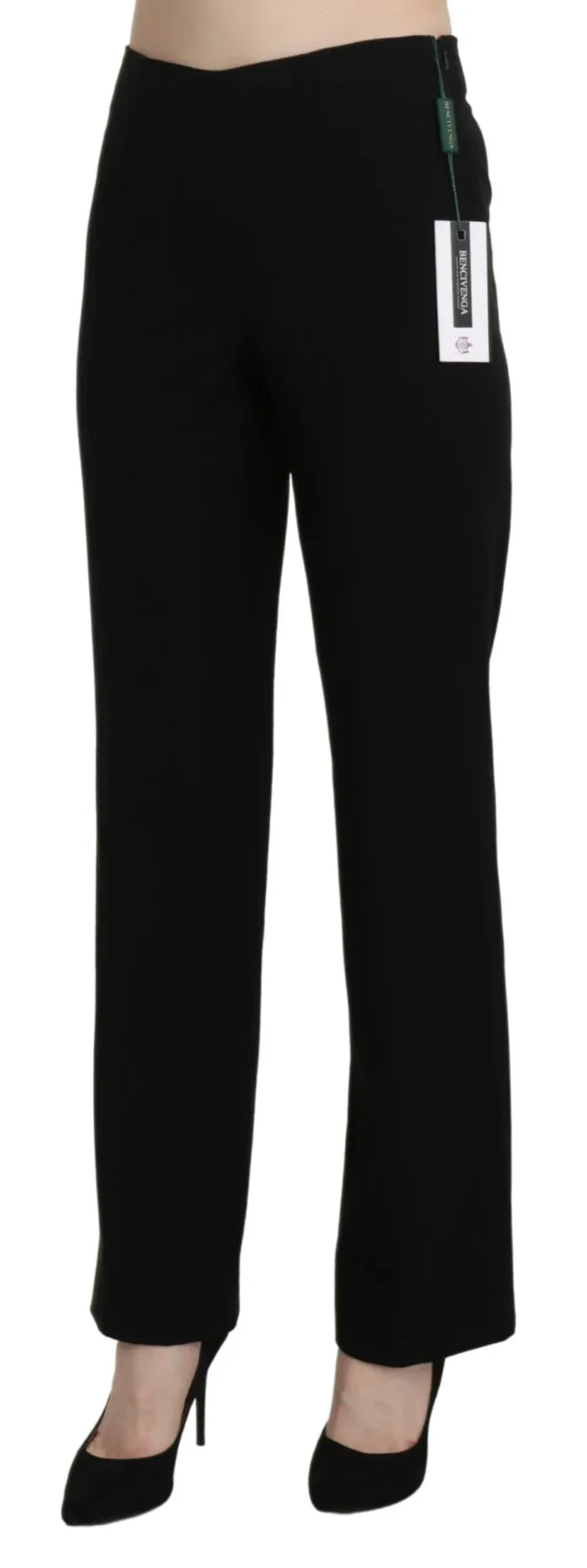 BENCIVENGA Women's Elegant Black High Waist Straight Pants