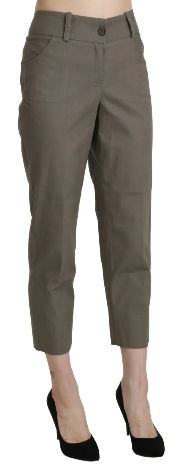 BENCIVENGA Women's Elegant High Waist Cropped Pants in Gray