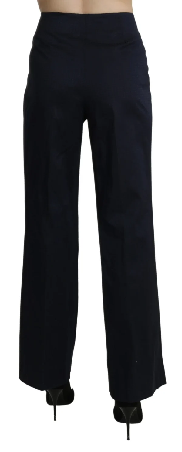 BENCIVENGA Women's Navy Blue High Waist Straight Cotton Pants