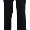 BENCIVENGA Women's Navy Blue High Waist Straight Cotton Pants