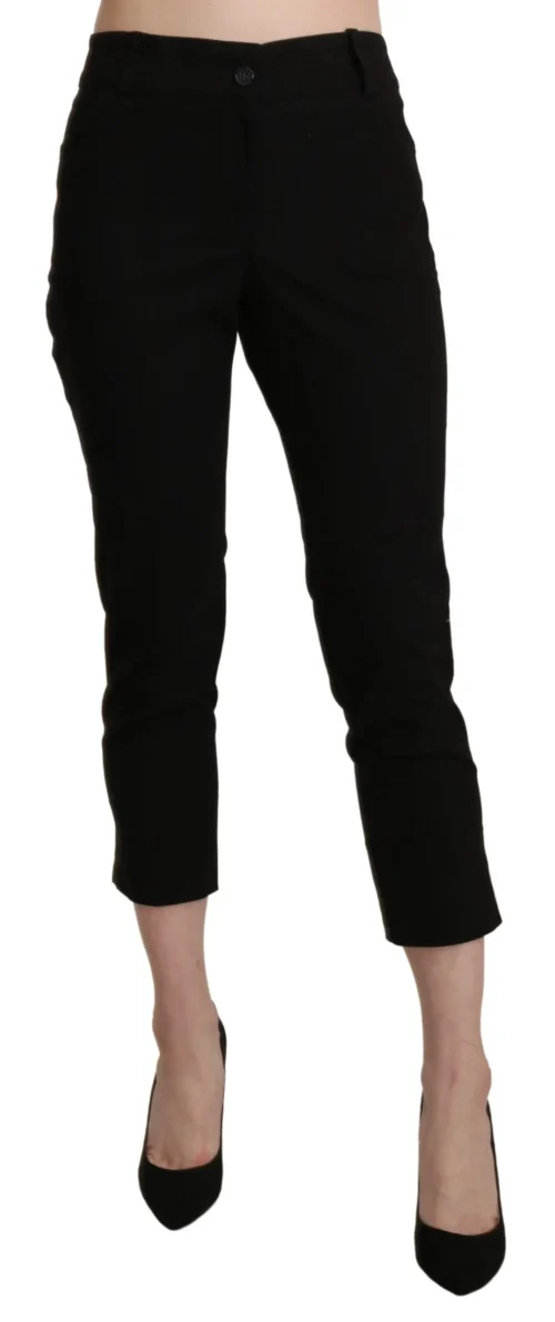 BENCIVENGA Women's Elegant Black High Waist Cropped Pants