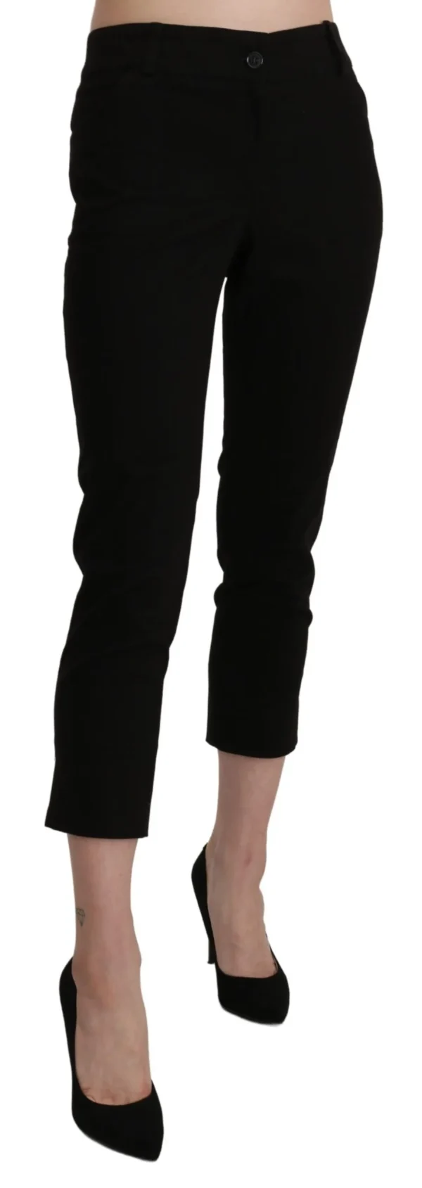 BENCIVENGA Women's Elegant Black High Waist Cropped Pants