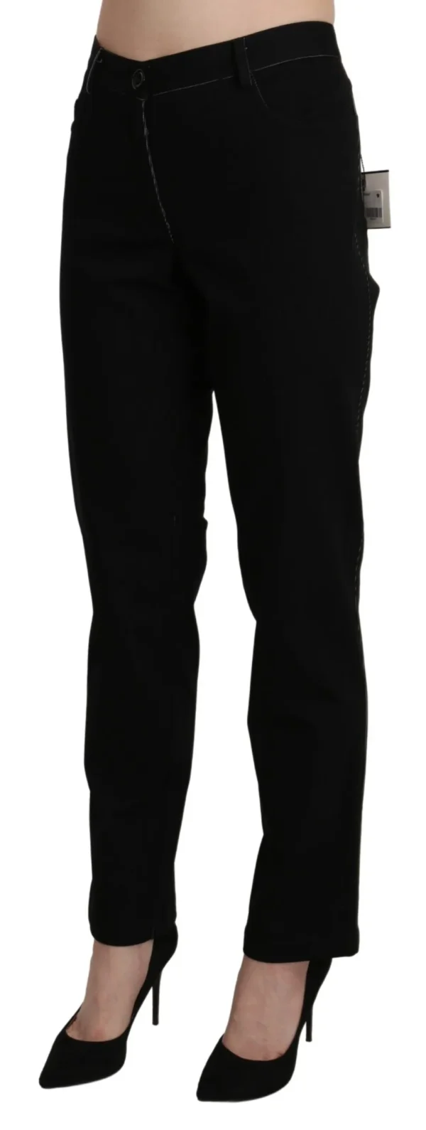 BENCIVENGA Women's Elegant High Waist Straight Black Trousers