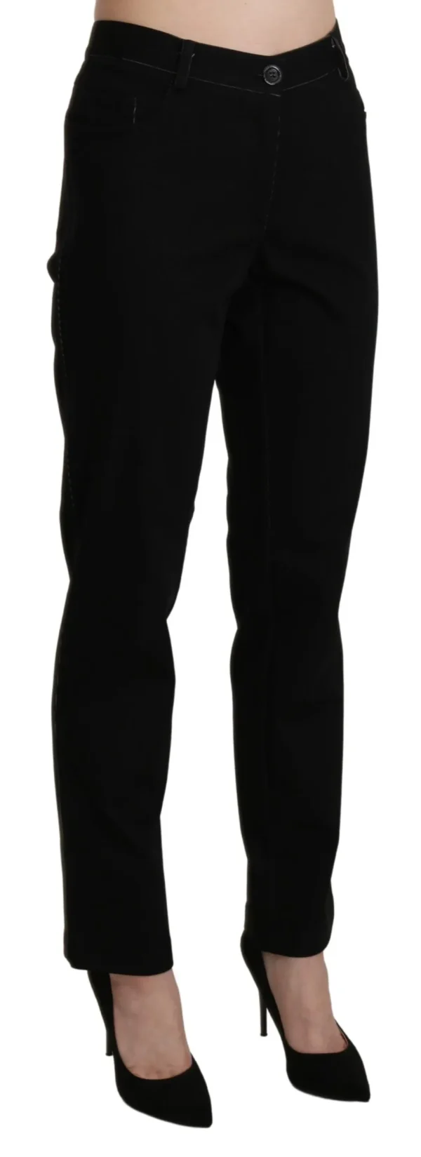 BENCIVENGA Women's Elegant High Waist Straight Black Trousers