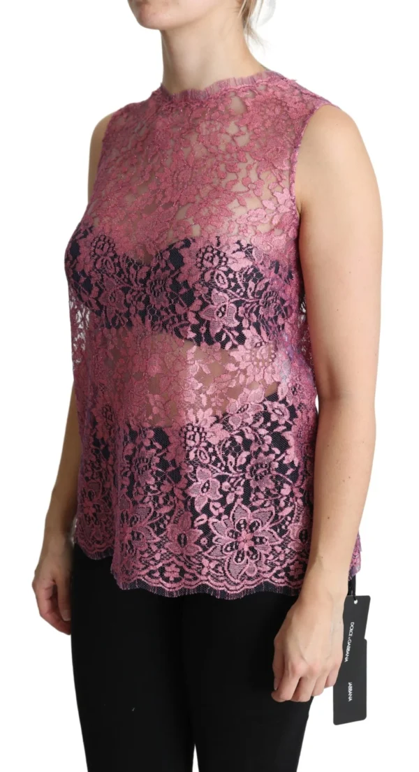 Dolce & Gabbana Women's Elegant Pink Taormina Lace Sleeveless Top