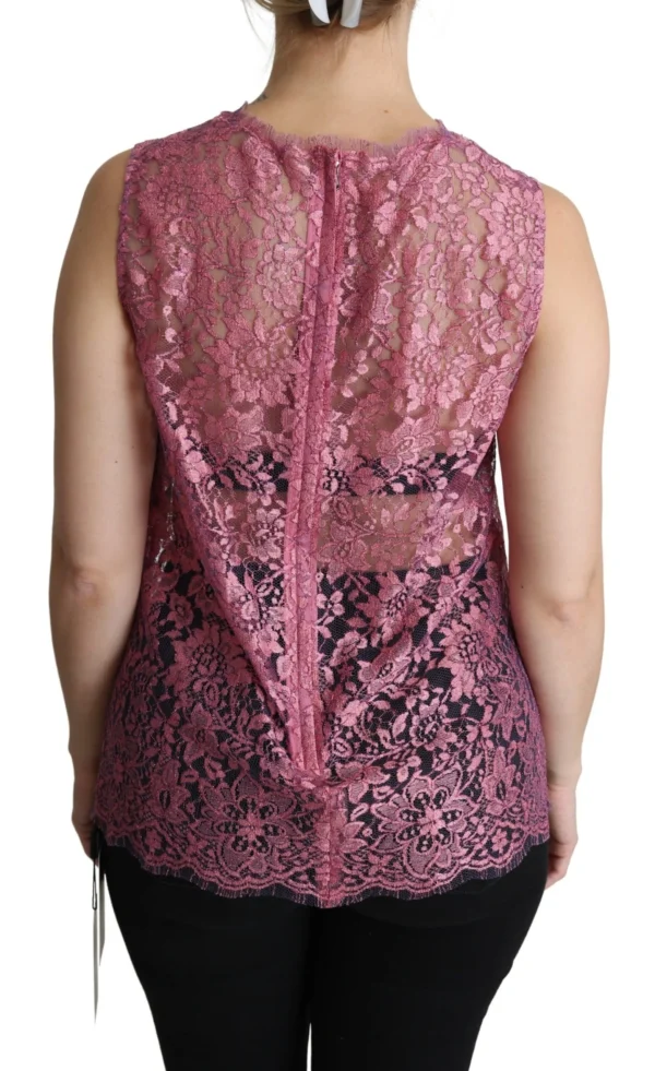 Dolce & Gabbana Women's Elegant Pink Taormina Lace Sleeveless Top