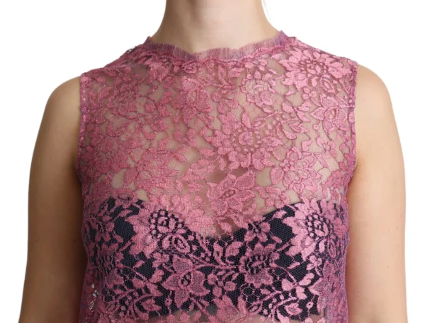 Dolce & Gabbana Women's Elegant Pink Taormina Lace Sleeveless Top