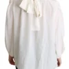 Dolce & Gabbana Women's Elegant White Silk Pussy Bow Blouse