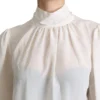 Dolce & Gabbana Women's Elegant White Silk Pussy Bow Blouse