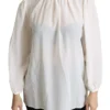 Dolce & Gabbana Women's Elegant White Silk Pussy Bow Blouse