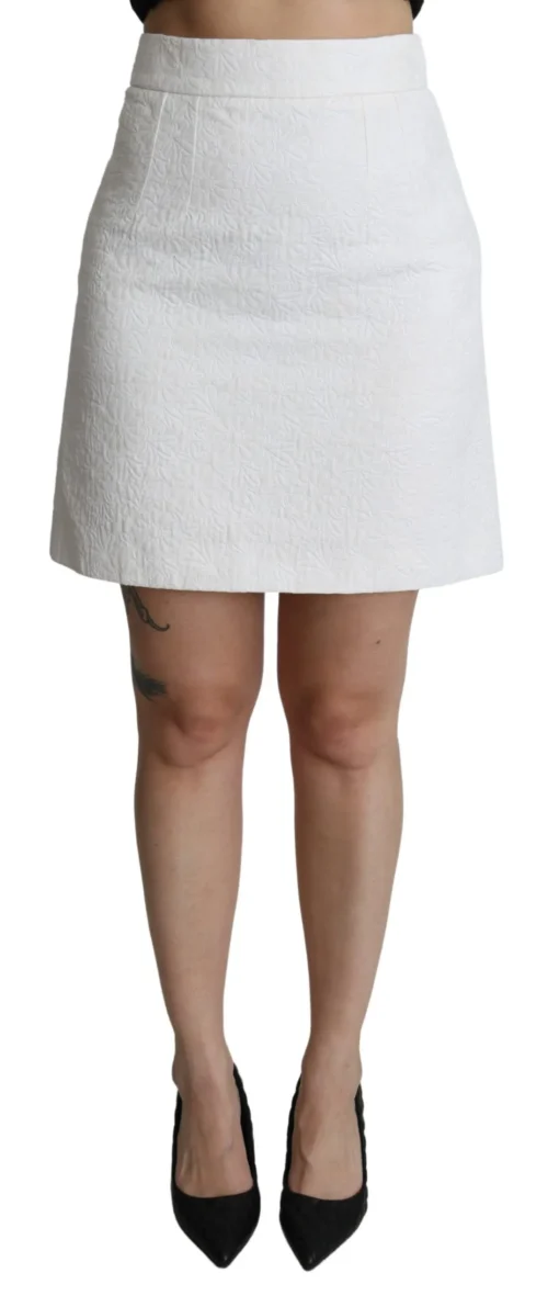 Dolce & Gabbana Women's Elegant White Floral Brocade Mini Skirt