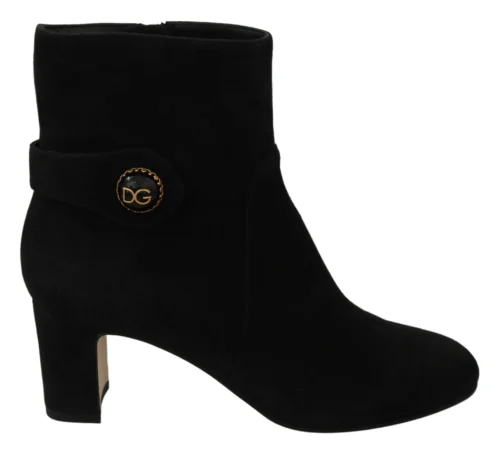 Dolce & Gabbana Women's Elegant Black Suede Mid-Calf Boots