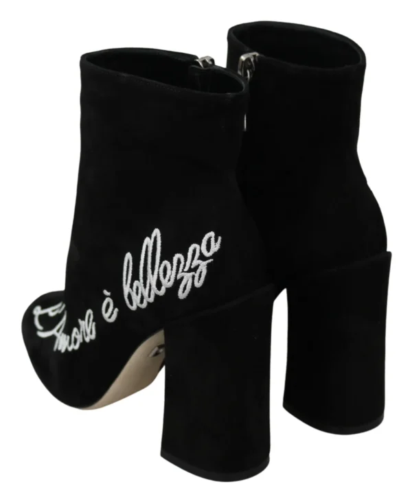 Dolce & Gabbana Women's Embroidered Ankle Boots in Lambskin Suede