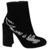 Dolce & Gabbana Women's Embroidered Ankle Boots in Lambskin Suede