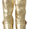 Dolce & Gabbana Women's Elegant Gold Ankle Boots Socks with Rhinestones