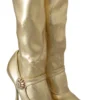 Dolce & Gabbana Women's Elegant Gold Ankle Boots Socks with Rhinestones