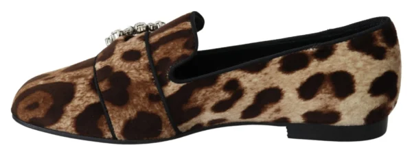 Dolce & Gabbana Women's Leopard Print Crystal Embellished Loafers