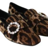 Dolce & Gabbana Women's Leopard Print Crystal Embellished Loafers