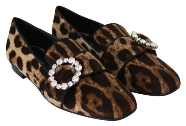 Dolce & Gabbana Women's Leopard Print Crystal Embellished Loafers