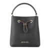 Michael Kors Women's Suri Medium Black Leather Brown Handle Bucket Messenger Hand Bag