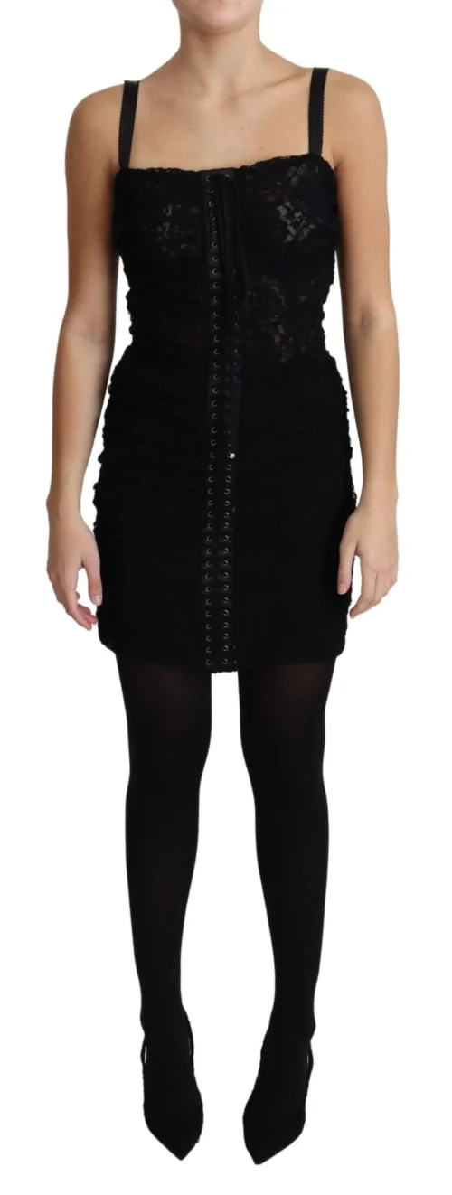 Dolce & Gabbana Women's Elegant Black Lace Bustier Mini Dress
