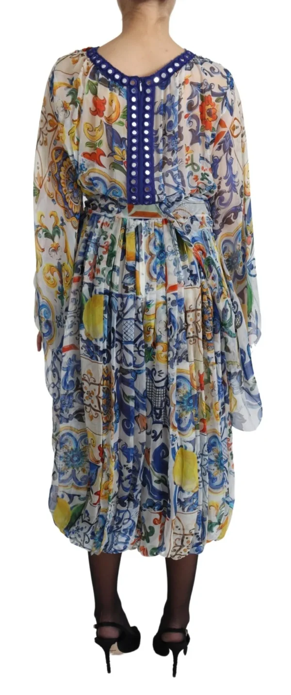 Dolce & Gabbana Women's Majolica Print Silk Wrap Midi Dress