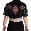 Dolce & Gabbana Women's Elegant Black Rabbit Fur Crystal Jacket