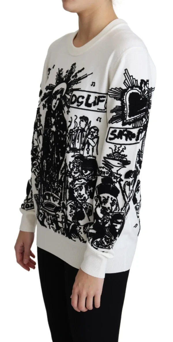 Dolce & Gabbana Women's Embroidered Graffiti Pullover in Virgin Wool
