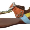 Dolce & Gabbana Women's Multicolor Crystal Embellished Flat Sandals
