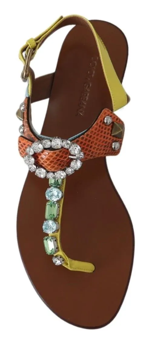 Dolce & Gabbana Women's Multicolor Crystal Embellished Flat Sandals