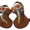 Dolce & Gabbana Women's Multicolor Crystal Embellished Flat Sandals