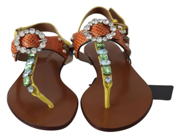 Dolce & Gabbana Women's Multicolor Crystal Embellished Flat Sandals