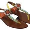 Dolce & Gabbana Women's Multicolor Crystal Embellished Flat Sandals