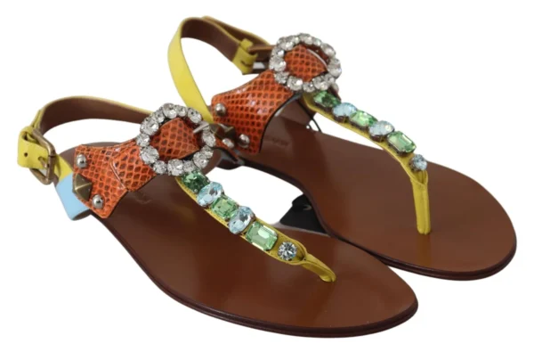 Dolce & Gabbana Women's Multicolor Crystal Embellished Flat Sandals