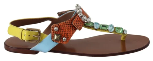 Dolce & Gabbana Women's Multicolor Crystal Embellished Flat Sandals