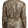 Dolce & Gabbana Women's Sequined Turtleneck Full Zip Sweater in Brown