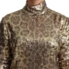 Dolce & Gabbana Women's Sequined Turtleneck Full Zip Sweater in Brown