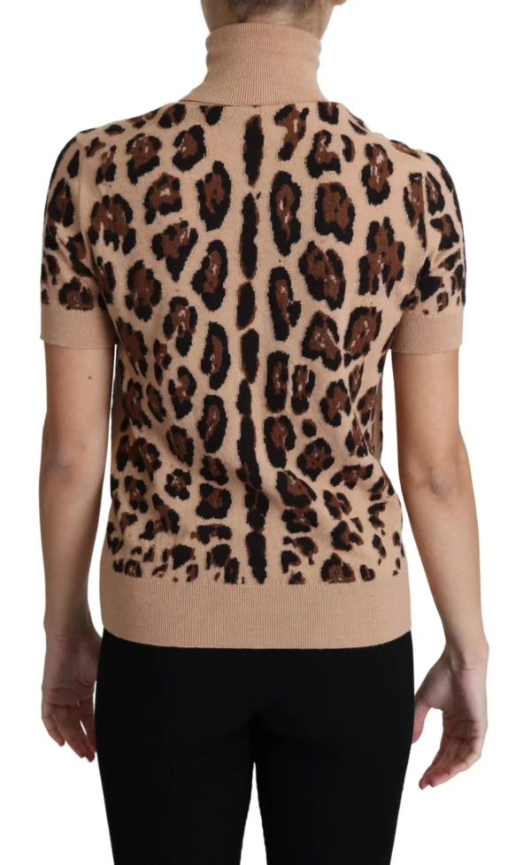 Dolce & Gabbana Women's Elegant Leopard Print Wool Turtleneck Top