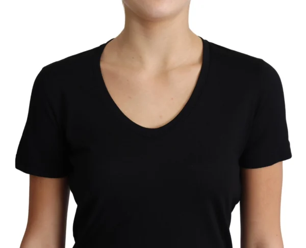 Dolce & Gabbana Women's Elegant Black Wool Round Neck T-Shirt