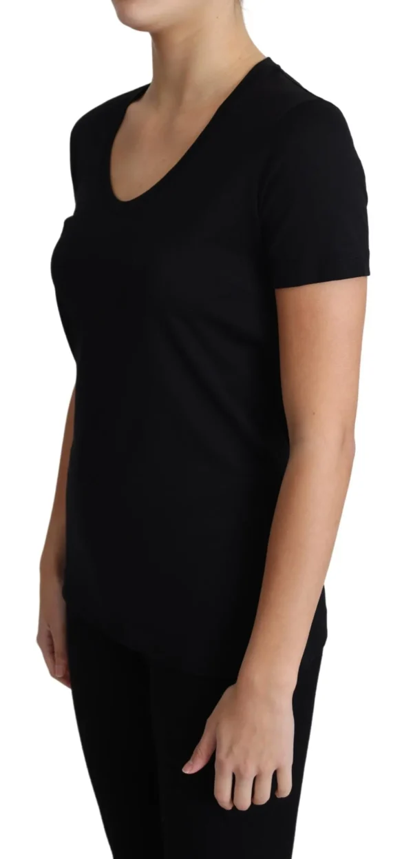 Dolce & Gabbana Women's Elegant Black Wool Round Neck T-Shirt