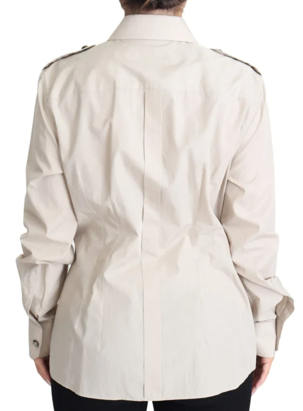 Dolce & Gabbana Women's Elegant Beige Cotton Safari Shirt