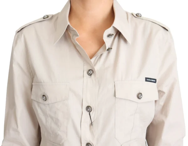 Dolce & Gabbana Women's Elegant Beige Cotton Safari Shirt