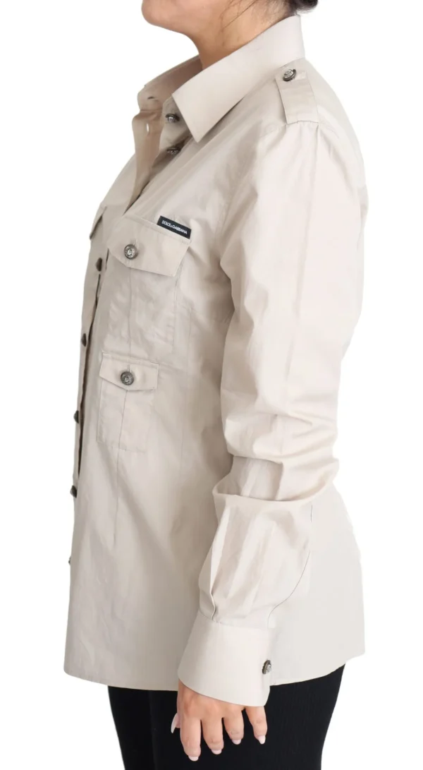Dolce & Gabbana Women's Elegant Beige Cotton Safari Shirt