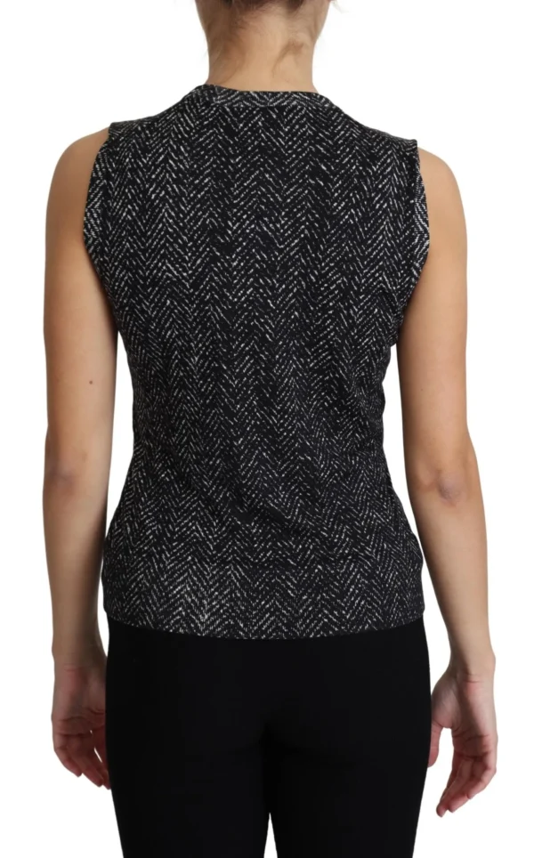 Dolce & Gabbana Women's Elegant Chevron Virgin Wool Crew Neck Top