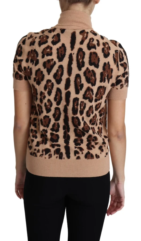 Dolce & Gabbana Women's Elegant Leopard Print Wool Turtleneck Top